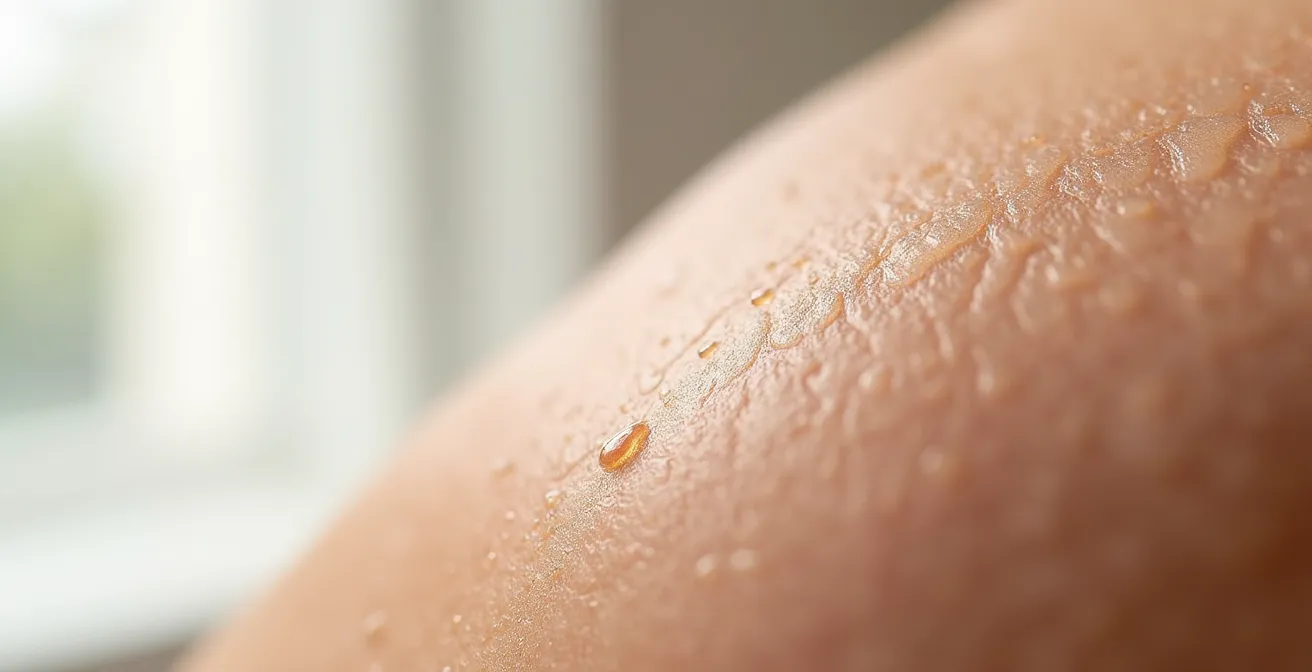 Makroaufnahme von Hautstrukturen zeigt die Auswirkungen von trockener Heizungsluft auf die Hautbarriere während des deutschen Winters