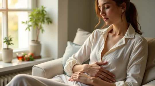 Eine Frau in ihrer Mitte - sanfte Momente der Balance und Selbstfürsorge mit natürlichen Elementen