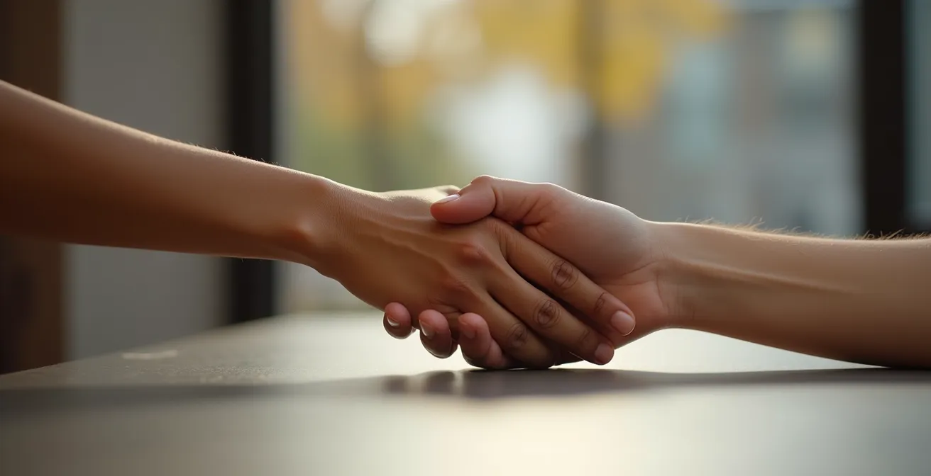 Zwei Personen in einem vertrauensvollen, offenen Gespräch