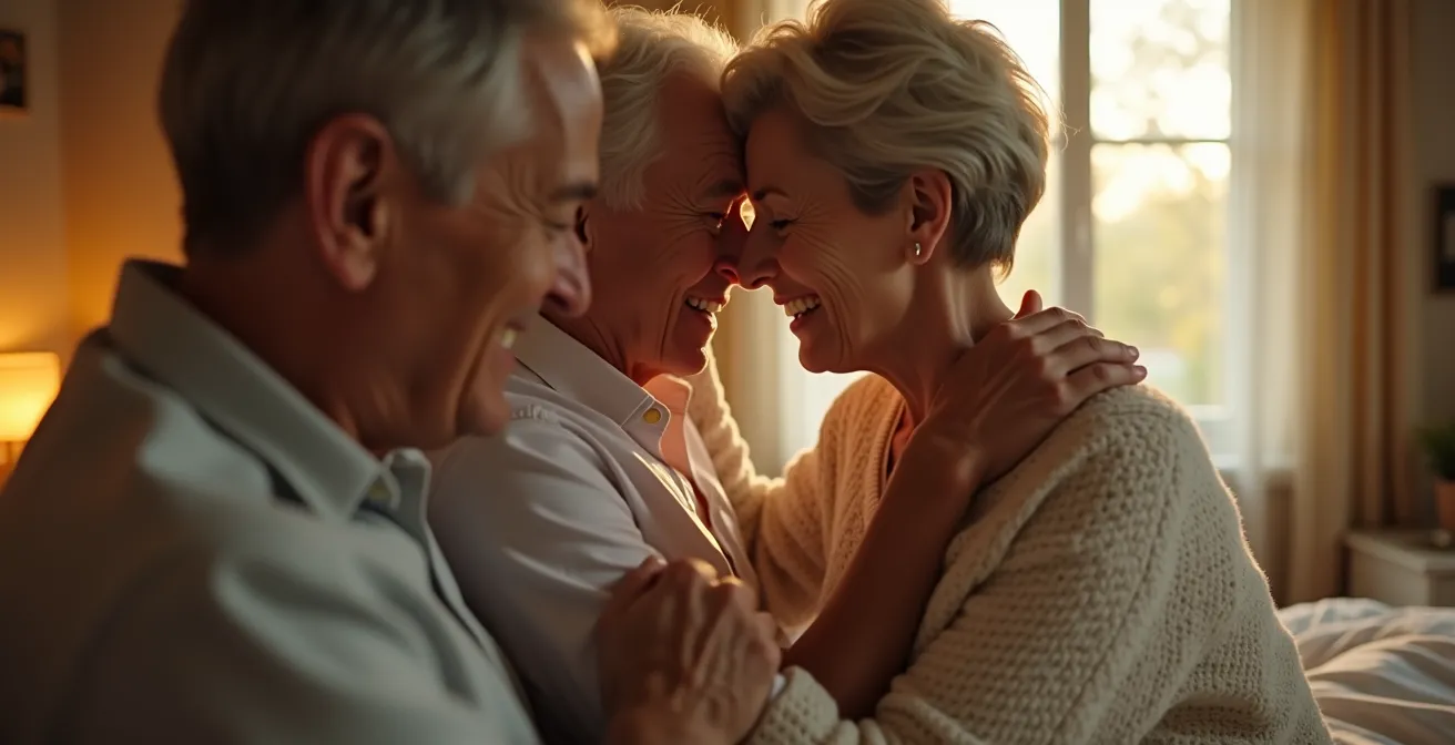 Zwei Menschen in liebevoller, verständnisvoller Umarmung – symbolisiert emotionale Nähe, Akzeptanz und Kommunikation