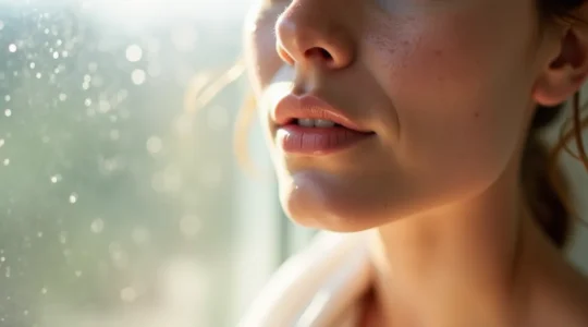 Eine Person mit strahlender, gepflegter Haut zeigt ihre gesunde Hautbarriere nach einer sanften Reinigungsroutine