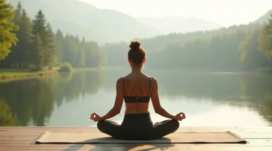 Friedliche Yoga-Praxis in natürlicher Umgebung symbolisiert innere Stärke und Gelassenheit