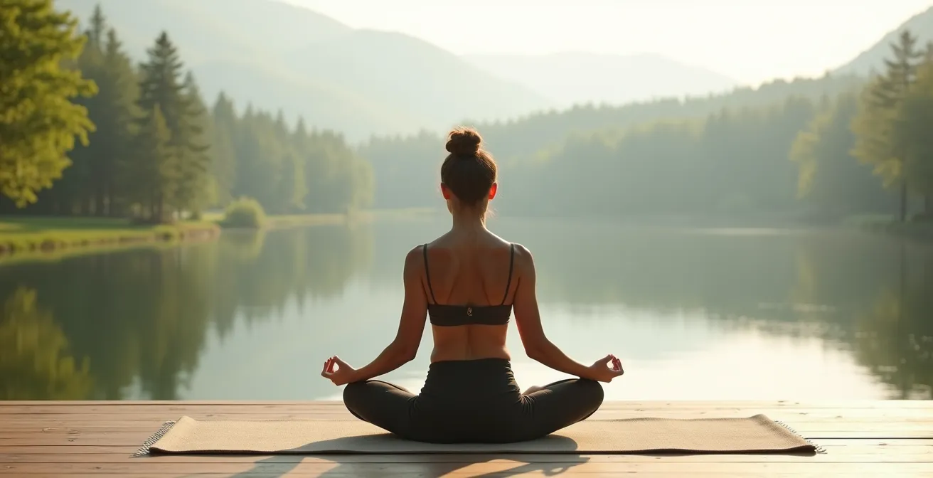 Friedliche Yoga-Praxis in natürlicher Umgebung symbolisiert innere Stärke und Gelassenheit